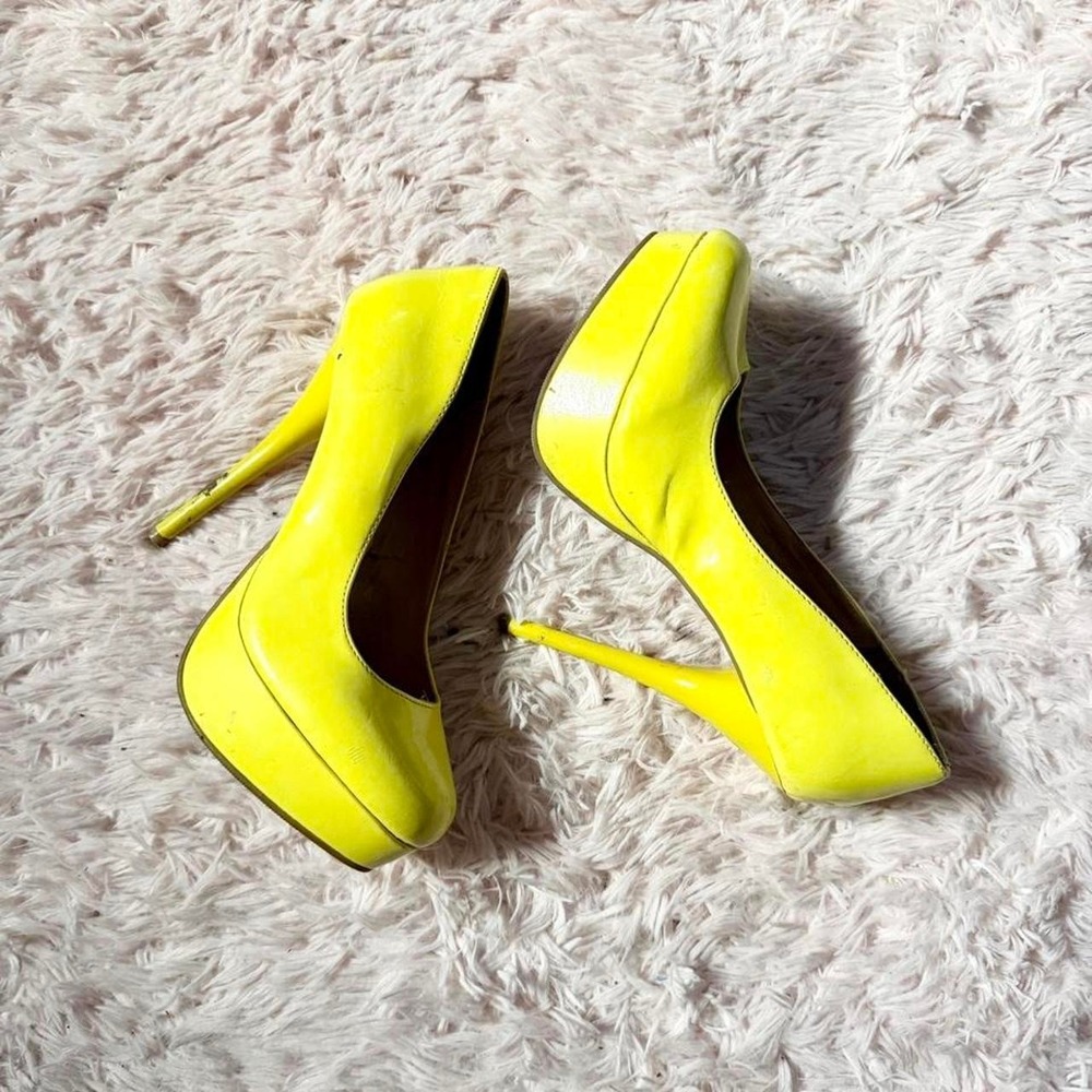 Y2K Yellow Vivid Platform Clubbing Heels Womens 7 Jersey Shore Trashy Snooki